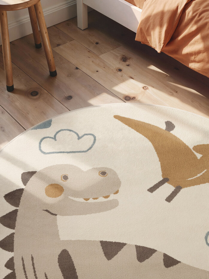 Rond kindervloerkleed - Adventures Dino Creme/Kleurrijk Rond kindervloerkleed - Adventures Dino Creme/Kleurrijk