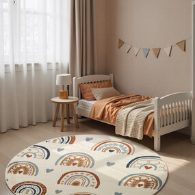 Rond kindervloerkleed - Adventures Bowie Creme/Kleurrijk Rond kindervloerkleed - Adventures Bowie Creme/Kleurrijk