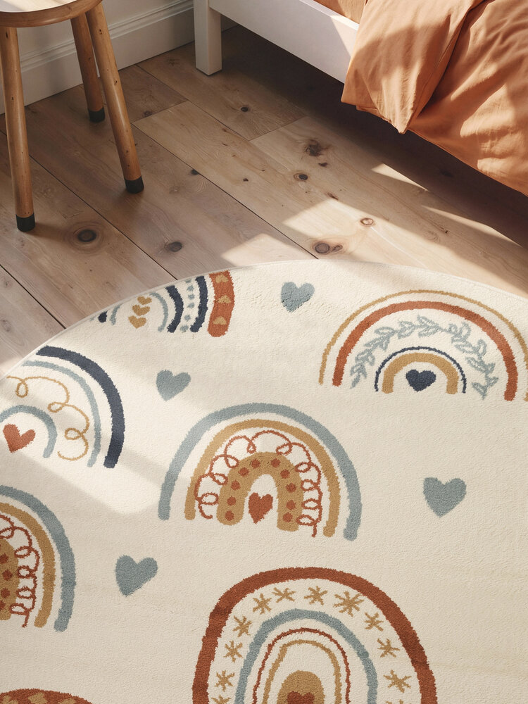 Rond kindervloerkleed - Adventures Bowie Creme/Kleurrijk Rond kindervloerkleed - Adventures Bowie Creme/Kleurrijk