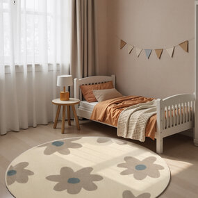 Rond kindervloerkleed - Adventures Bloomy Creme/Kleurrijk Rond kindervloerkleed - Adventures Bloomy Creme/Kleurrijk