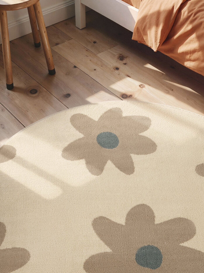 Rond kindervloerkleed - Adventures Bloomy Creme/Kleurrijk Rond kindervloerkleed - Adventures Bloomy Creme/Kleurrijk