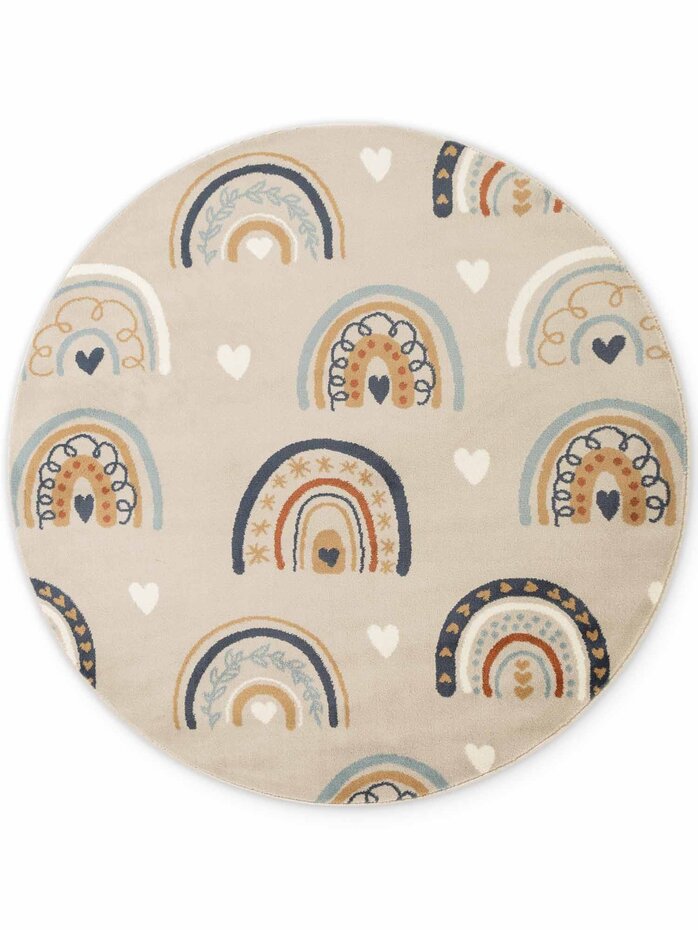Rond kindervloerkleed - Adventures Bowie Beige/Kleurrijk Rond kindervloerkleed - Adventures Bowie Beige/Kleurrijk
