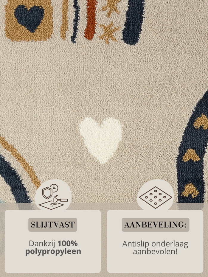 Rond kindervloerkleed - Adventures Bowie Beige/Kleurrijk Rond kindervloerkleed - Adventures Bowie Beige/Kleurrijk
