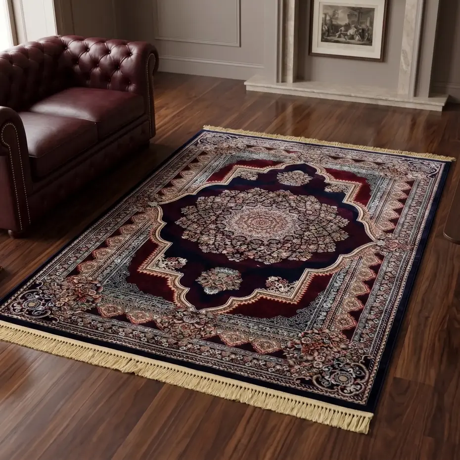 Isfahan vloerkleed - Oosters Medaillon Klassiek - Blauw / Rood