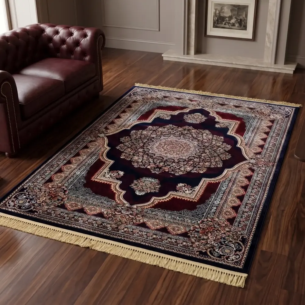 Isfahan vloerkleed - Oosters Medaillon Klassiek - Blauw / Rood