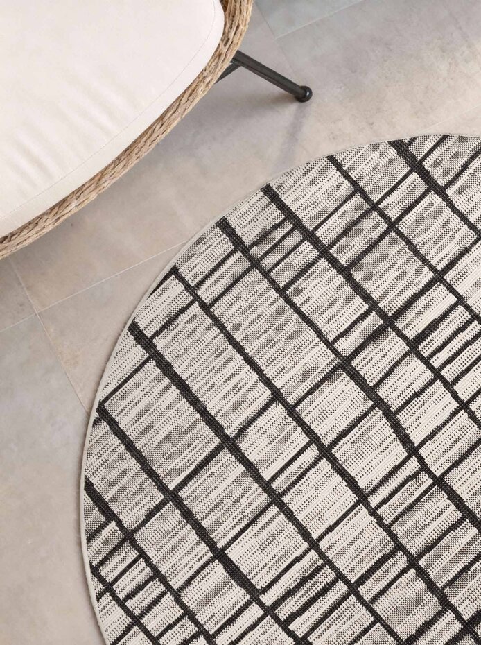 Rond buitenkleed - Haringey Crouch Zwart/Wit Rond buitenkleed - Haringey Crouch Zwart/Wit