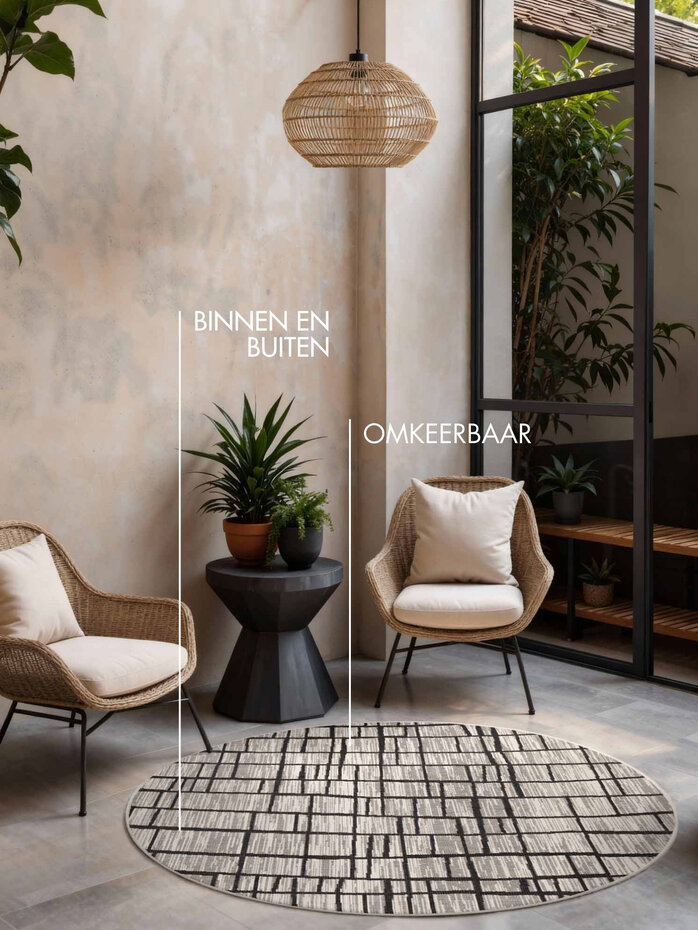 Rond buitenkleed - Haringey Crouch Zwart/Wit Rond buitenkleed - Haringey Crouch Zwart/Wit
