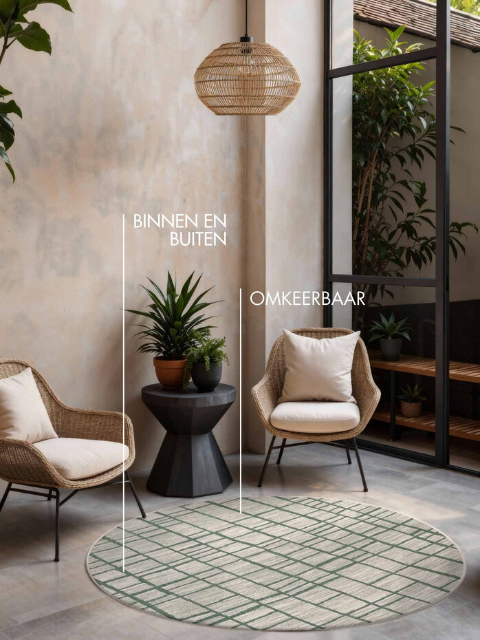 Rond buitenkleed - Haringey Crouch Groen/Wit Rond buitenkleed - Haringey Crouch Groen/Wit