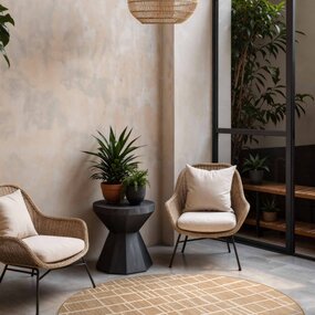 Ted Baker Rond buitenkleed - Haringey Crouch Naturel/Wit Ted Baker Rond buitenkleed - Haringey Crouch Naturel/Wit