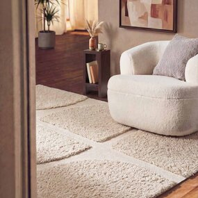 Ted Baker Geometrisch hoogpolig vloerkleed - Lambeth Creme Ted Baker Geometrisch hoogpolig vloerkleed - Lambeth Creme