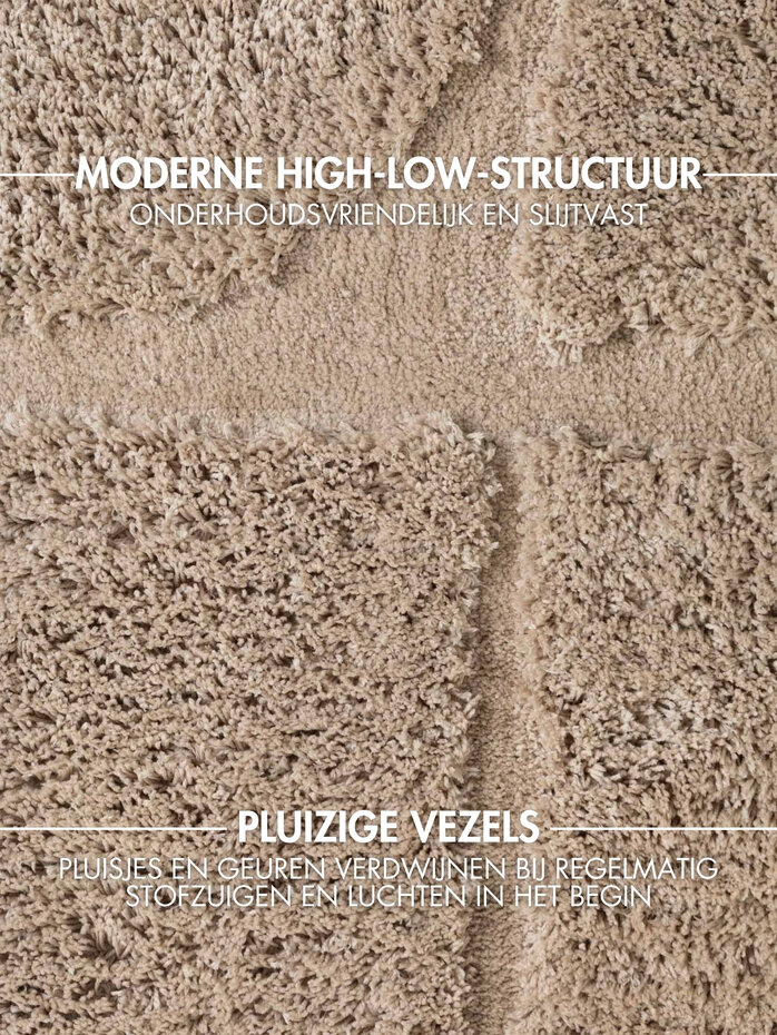 Geometrisch hoogpolig vloerkleed - Lambeth Beige Geometrisch hoogpolig vloerkleed - Lambeth Beige