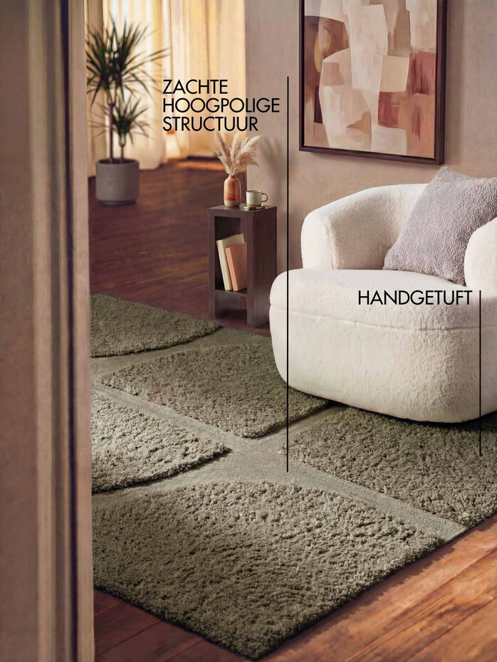 Geometrisch hoogpolig vloerkleed - Lambeth Groen Geometrisch hoogpolig vloerkleed - Lambeth Groen