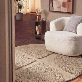 Ted Baker Rond geometrisch hoogpolig vloerkleed - Lambeth Beige Ted Baker Rond geometrisch hoogpolig vloerkleed - Lambeth Beige