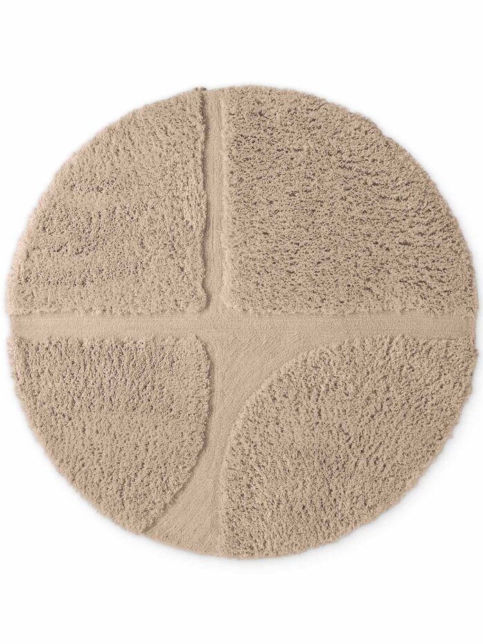 Rond geometrisch hoogpolig vloerkleed - Lambeth Beige Rond geometrisch hoogpolig vloerkleed - Lambeth Beige