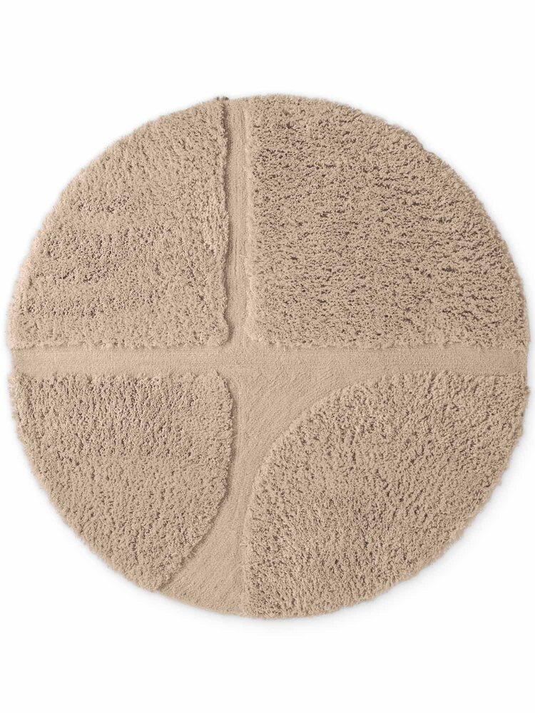 Rond geometrisch hoogpolig vloerkleed - Lambeth Beige Rond geometrisch hoogpolig vloerkleed - Lambeth Beige