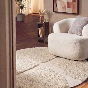 Ted Baker Rond geometrisch hoogpolig vloerkleed - Lambeth Creme