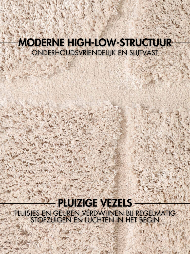 Rond geometrisch hoogpolig vloerkleed - Lambeth Creme Rond geometrisch hoogpolig vloerkleed - Lambeth Creme
