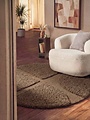 Rond geometrisch hoogpolig vloerkleed - Lambeth Bruin