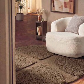Ted Baker Rond geometrisch hoogpolig vloerkleed - Lambeth Bruin Ted Baker Rond geometrisch hoogpolig vloerkleed - Lambeth Bruin