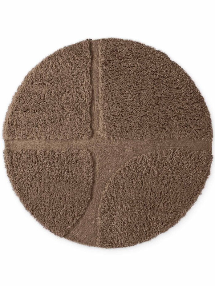 Rond geometrisch hoogpolig vloerkleed - Lambeth Bruin Rond geometrisch hoogpolig vloerkleed - Lambeth Bruin