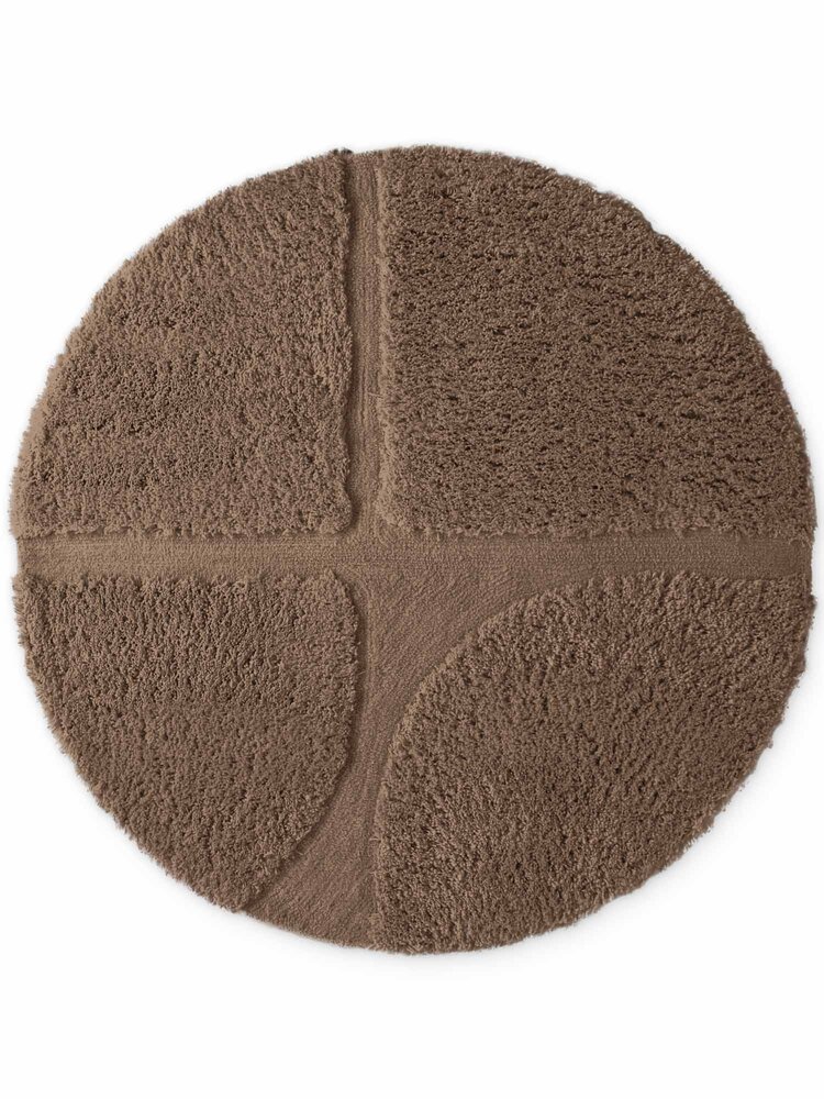 Rond geometrisch hoogpolig vloerkleed - Lambeth Bruin Rond geometrisch hoogpolig vloerkleed - Lambeth Bruin