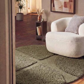 Ted Baker Rond geometrisch hoogpolig vloerkleed - Lambeth Groen