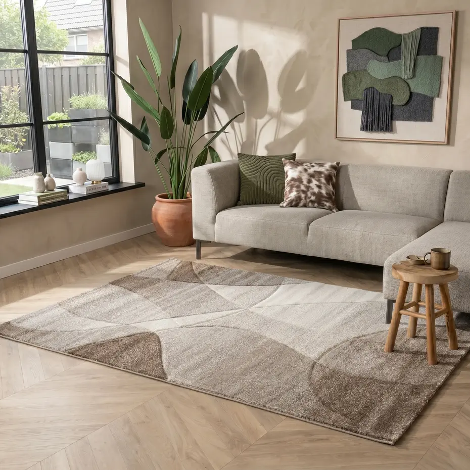 Abstract vloerkleed - Vernazza Beige/Grijs