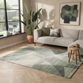 Abstract vloerkleed - Vernazza Groen/Creme