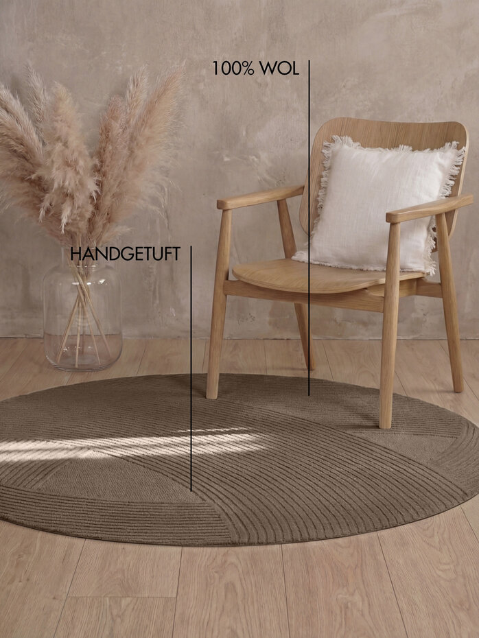 Rond wollen vloerkleed - Kensington Bruin Rond wollen vloerkleed - Kensington Bruin