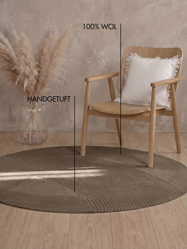 Rond wollen vloerkleed - Kensington Bruin Rond wollen vloerkleed - Kensington Bruin