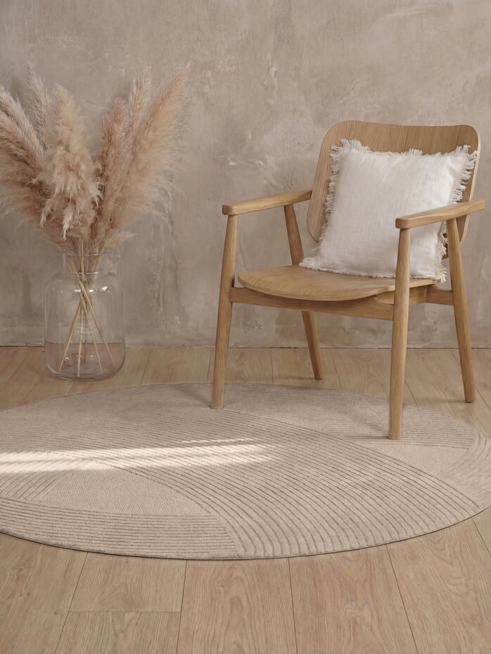 Rond wollen vloerkleed - Kensington Beige Rond wollen vloerkleed - Kensington Beige