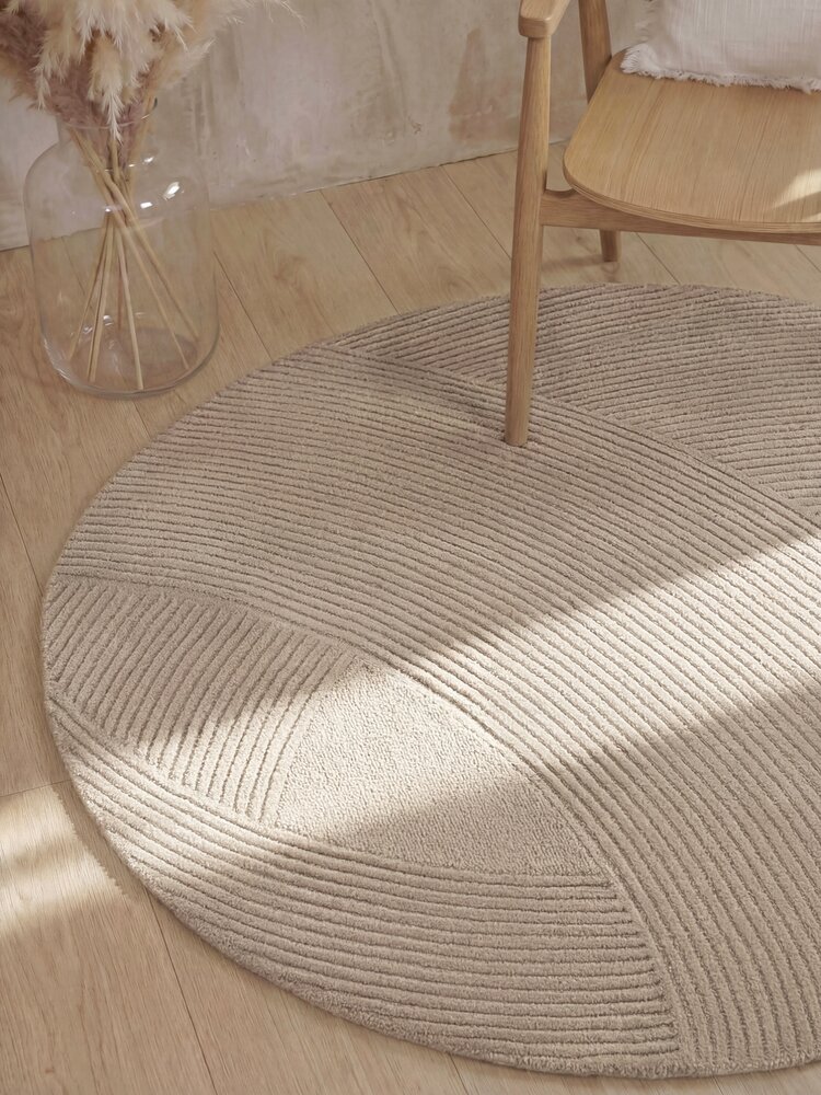 Rond wollen vloerkleed - Kensington Beige Rond wollen vloerkleed - Kensington Beige