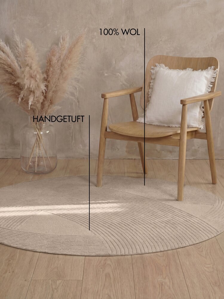 Rond wollen vloerkleed - Kensington Beige Rond wollen vloerkleed - Kensington Beige
