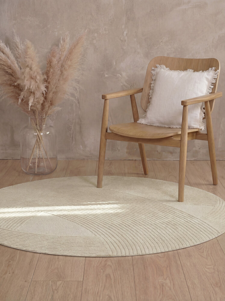 Rond wollen vloerkleed - Kensington Creme