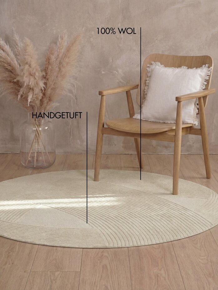 Rond wollen vloerkleed - Kensington Creme