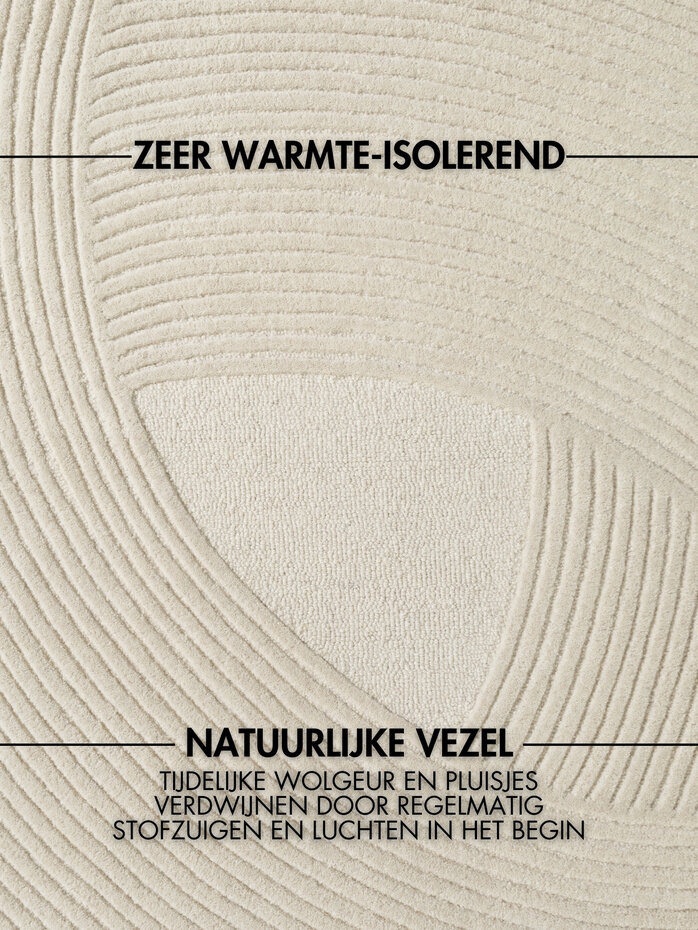 Rond wollen vloerkleed - Kensington Creme