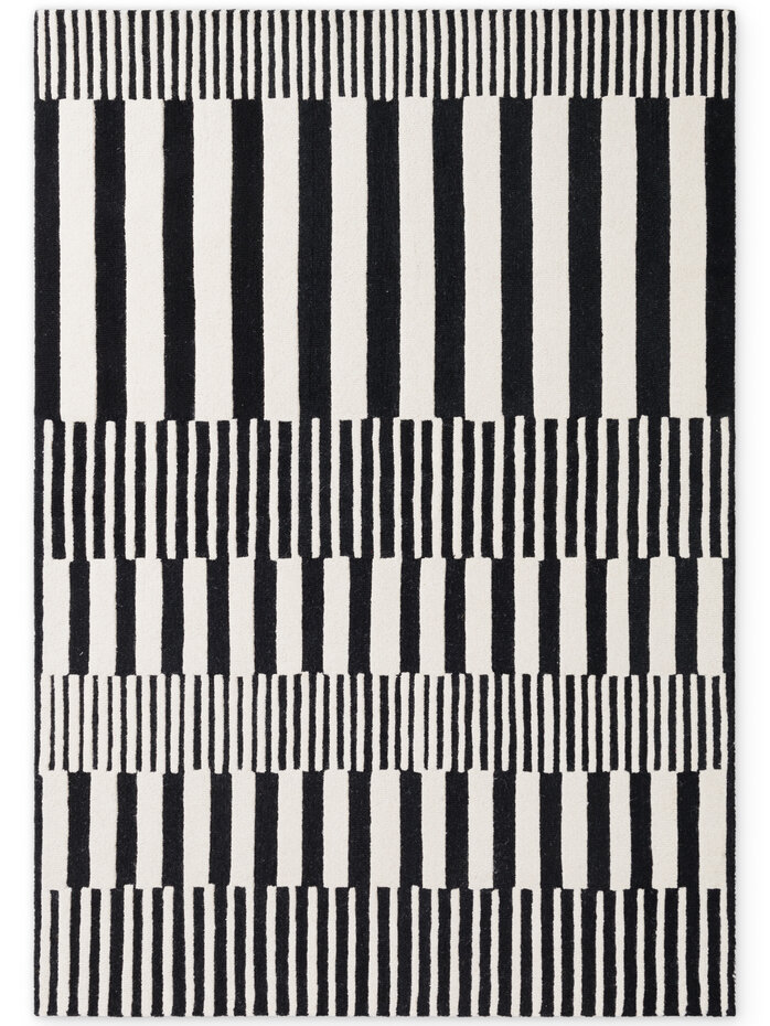 Wollen vloerkleed geometrisch - Stryve Pulse Zwart/Wit Wollen vloerkleed geometrisch - Stryve Pulse Zwart/Wit