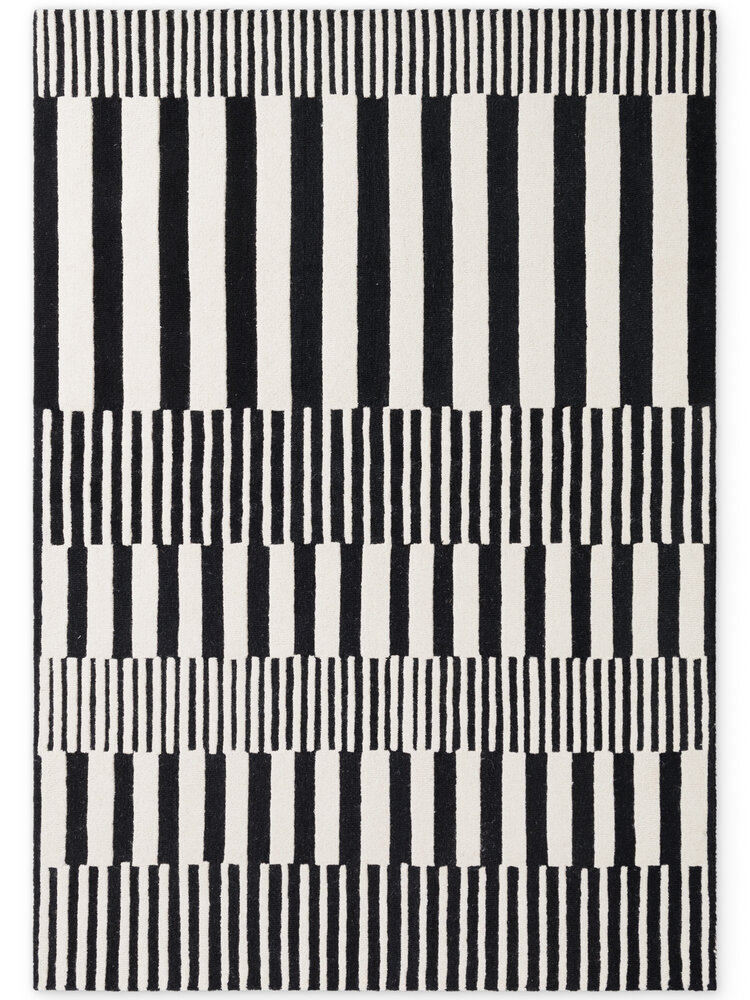 Wollen vloerkleed geometrisch - Stryve Pulse Zwart/Wit Wollen vloerkleed geometrisch - Stryve Pulse Zwart/Wit