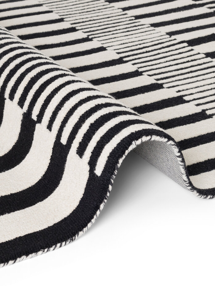 Wollen vloerkleed geometrisch - Stryve Pulse Zwart/Wit Wollen vloerkleed geometrisch - Stryve Pulse Zwart/Wit