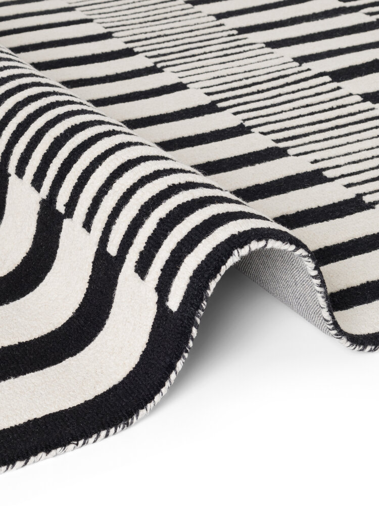 Wollen vloerkleed geometrisch - Stryve Pulse Zwart/Wit Wollen vloerkleed geometrisch - Stryve Pulse Zwart/Wit
