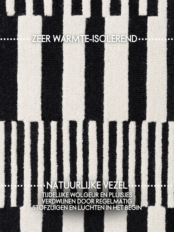 Wollen vloerkleed geometrisch - Stryve Pulse Zwart/Wit Wollen vloerkleed geometrisch - Stryve Pulse Zwart/Wit