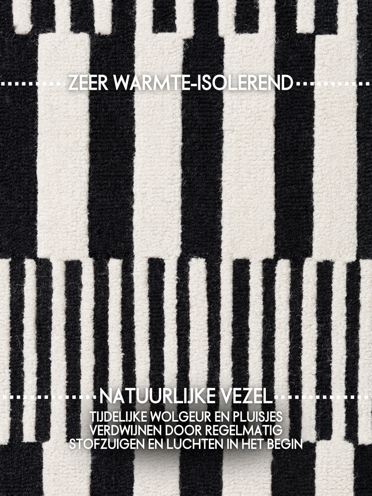 Wollen vloerkleed geometrisch - Stryve Pulse Zwart/Wit Wollen vloerkleed geometrisch - Stryve Pulse Zwart/Wit
