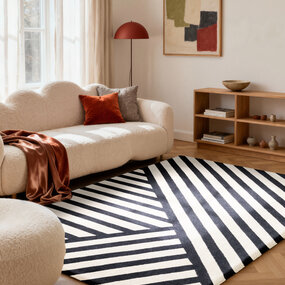 Elle Decoration Wollen vloerkleed geometrisch - Stryve Noir Zwart/Wit Elle Decoration Wollen vloerkleed geometrisch - Stryve Noir Zwart/Wit