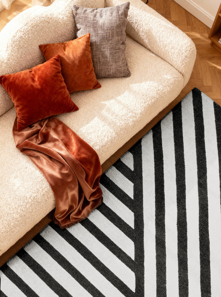 Wollen vloerkleed geometrisch - Stryve Noir Zwart/Wit Wollen vloerkleed geometrisch - Stryve Noir Zwart/Wit