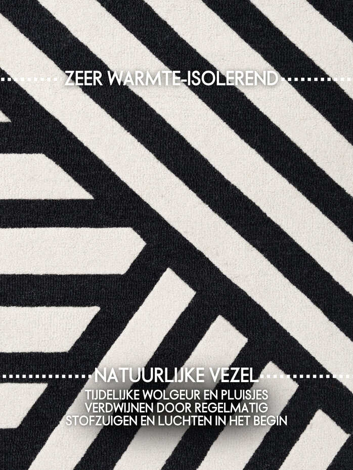Wollen vloerkleed geometrisch - Stryve Noir Zwart/Wit Wollen vloerkleed geometrisch - Stryve Noir Zwart/Wit