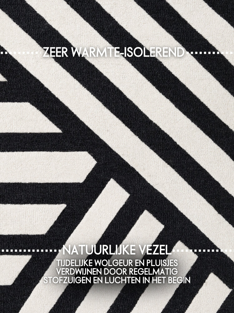 Wollen vloerkleed geometrisch - Stryve Noir Zwart/Wit Wollen vloerkleed geometrisch - Stryve Noir Zwart/Wit
