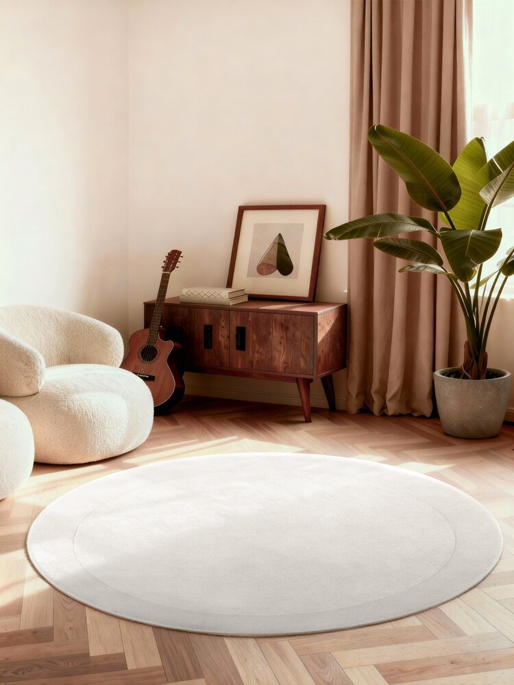 Rond wollen vloerkleed - Kivi Creme Rond wollen vloerkleed - Kivi Creme