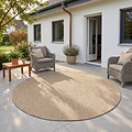 Rond effen buitenkleed - Mira Beige