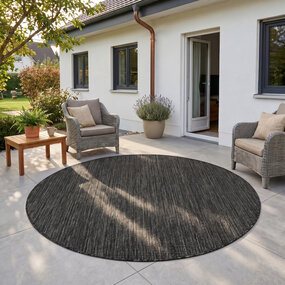 Rond effen buitenkleed - Mira Zwart Rond effen buitenkleed - Mira Zwart