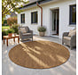 Rond effen buitenkleed - Mira Bruin/Naturel